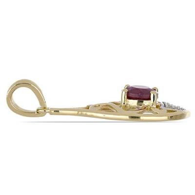 BUY STERLING SILVER GLASS FILLED RUBY GEMSTONE CLASSIC PENDANT